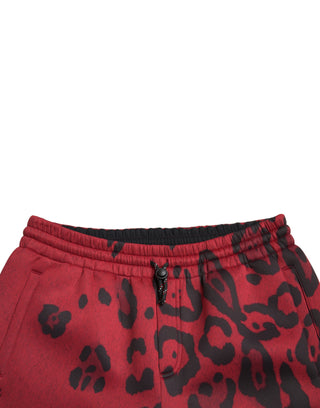 Elegant Leopard Print Joggers In Red And Black