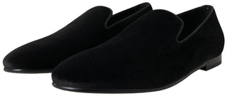 Elegant Velvet Black Loafers For Men