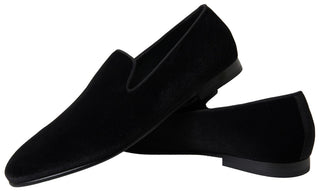 Elegant Velvet Black Loafers For Men