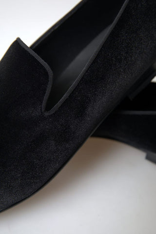 Elegant Velvet Black Loafers For Men