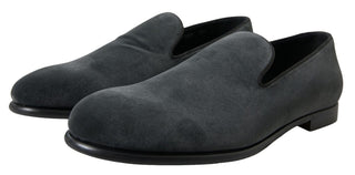 Gray Velvet Loafers Formal Shoes