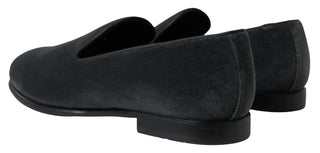 Gray Velvet Loafers Formal Shoes