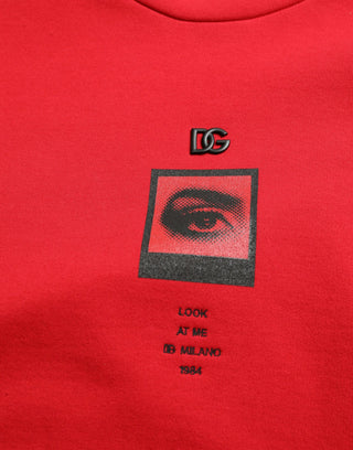 Stunning Red Graphic Print Crewneck Sweater