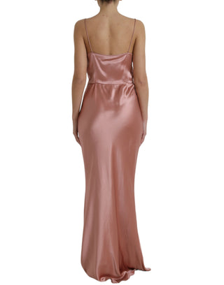Elegant Long Silk Gown In Pink