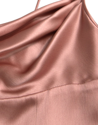 Elegant Long Silk Gown In Pink