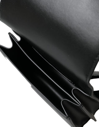 Elegant Black Leather Belt Bag With Gold Accents