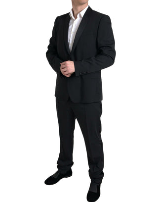 Elegant Black Slim Fit Two-piece Suit