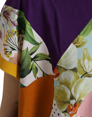 Multicolor Patchwork Cotton Silk Blouse Top