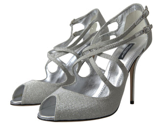 Elegant Shimmering Silver High-heeled Sandals