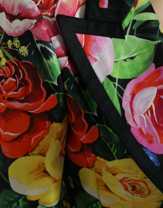 Elegant Multicolor Silk Blend Floral Blazer