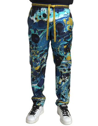 Multicolor Silk Joggers with Enchanting Print