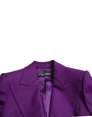 Purple Wool SingleBreasted Fitted Coat Jacket