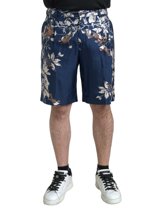 Silken Floral Bermuda Shorts In Blue