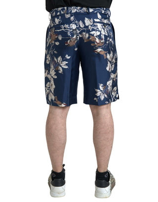 Silken Floral Bermuda Shorts In Blue