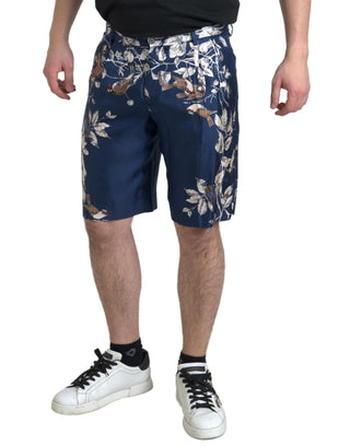 Silken Floral Bermuda Shorts In Blue