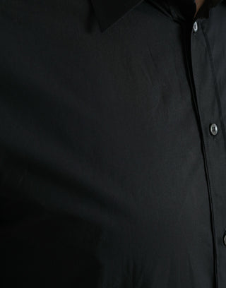 Sleek Black Slim Fit Italian Dress Shirt