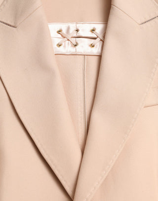 Elegant Beige Single-breasted Trench Coat