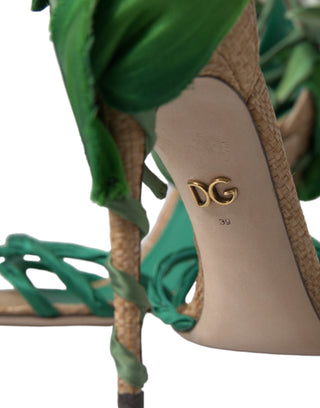 Emerald Elegance Satin Heels