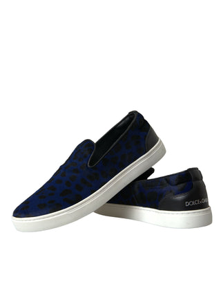 Blue Calfskin Hair Leopard Sneakers Shoes