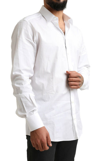 Elegant White Cotton Dress Shirt