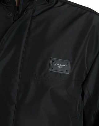 Sleek Black Windbreaker Jacket