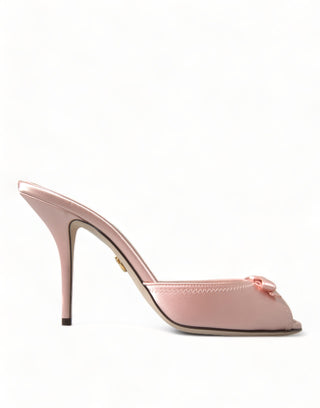 Pink Satin Slip On Heels Sandals Shoes