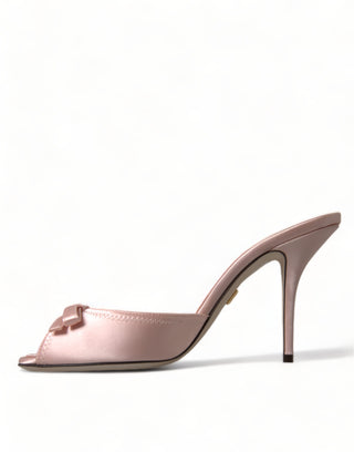 Pink Satin Slip On Heels Sandals Shoes