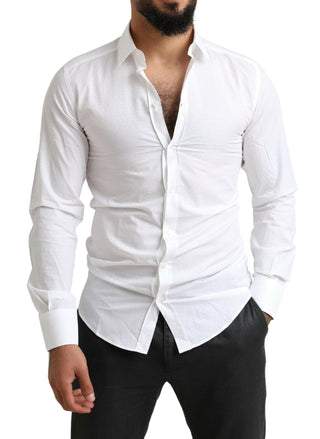 Elegant Slim Fit White Cotton Dress Shirt