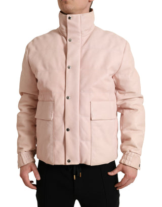 Chic Pink Puffer Jacket With Sleek Design