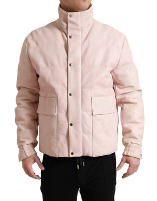 Chic Pink Puffer Jacket With Sleek Design