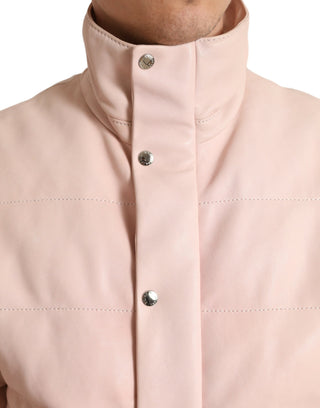 Chic Pink Puffer Jacket With Sleek Design