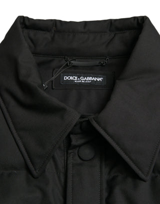 Black Polyester Quilted Logo Patch Jacket