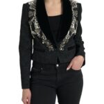 Elegant Embellished Black Overcoat Jacket