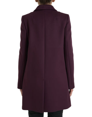 Elegant Purple Wool-cashmere Trench Coat