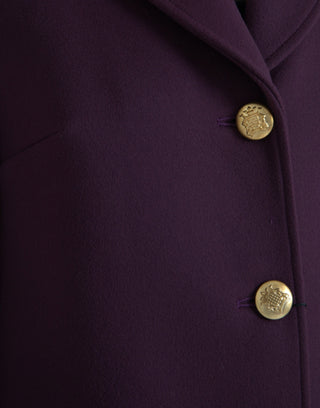 Elegant Purple Wool-cashmere Trench Coat