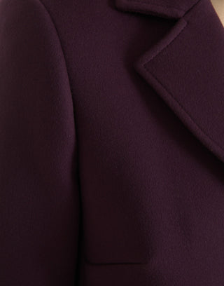 Elegant Purple Wool-cashmere Trench Coat