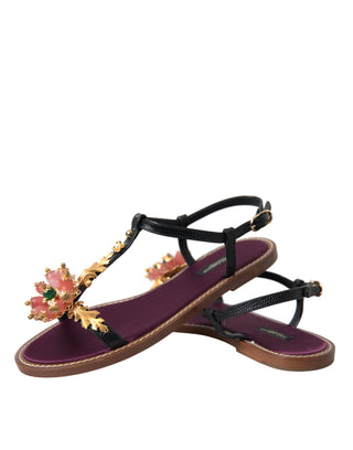 Elegant Crystal-adorned Flat Sandals