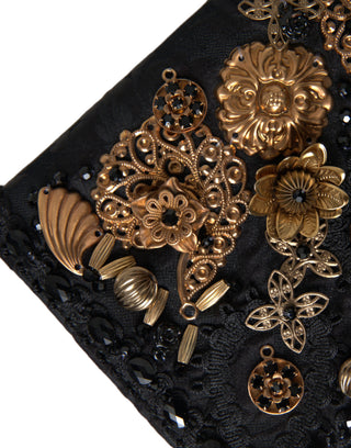 Black Embellished Baroque Crossbody Shoulder Bag