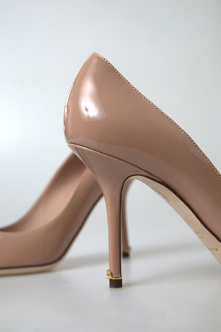 Elegant Beige Patent Leather Pumps