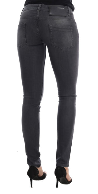 Sleek Gray Slim-fit Designer Jeans