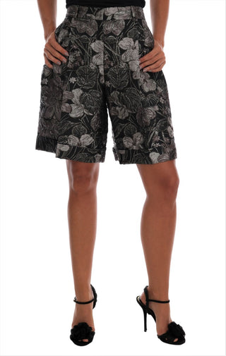 Elegant High-waist Brocade Shorts