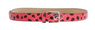 Polka Dot Snakeskin Belt With Silver Buckle