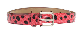 Polka Dot Snakeskin Belt With Silver Buckle