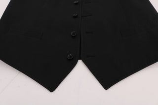 Sleek Black Single-breasted Waistcoat