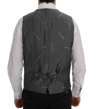 Sleek Gray Single-breasted Waistcoat Vest