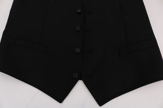 Elegant Black Single Breasted Vest
