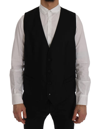 Elegant Black Single Breasted Vest
