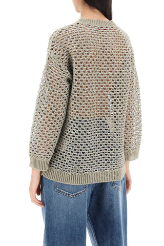 Mesh Knit Pullover With Sequins Embell