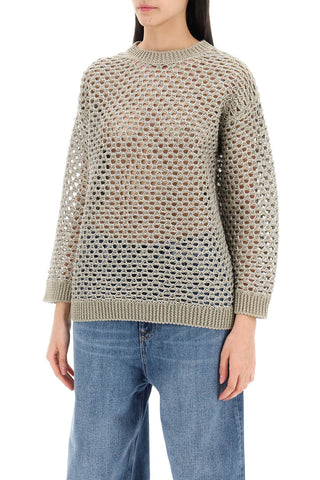 Mesh Knit Pullover With Sequins Embell