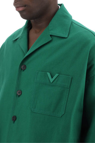 Canvas Overshirt With V Detail